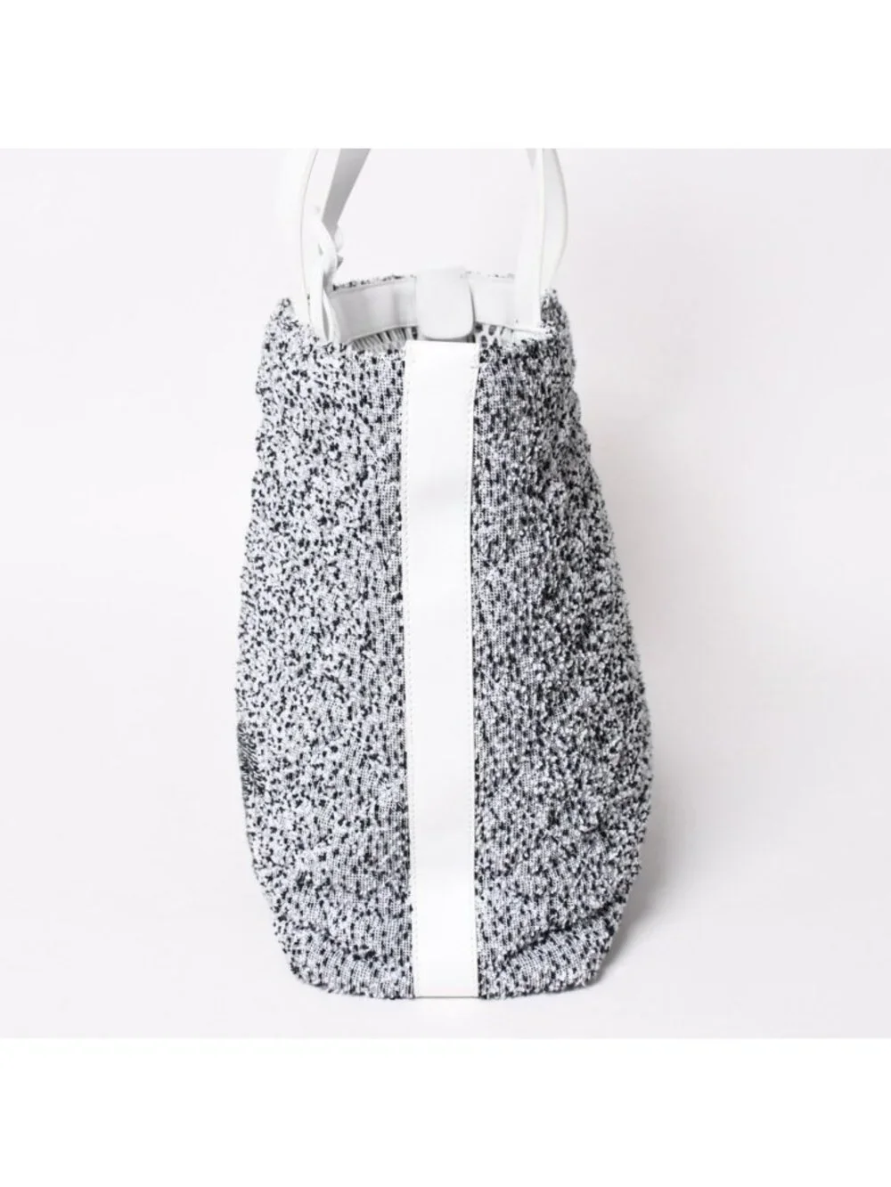 Chanel Cruise Collection Pile Beach Terry Cloth CC Logo White Gray Tote Bag